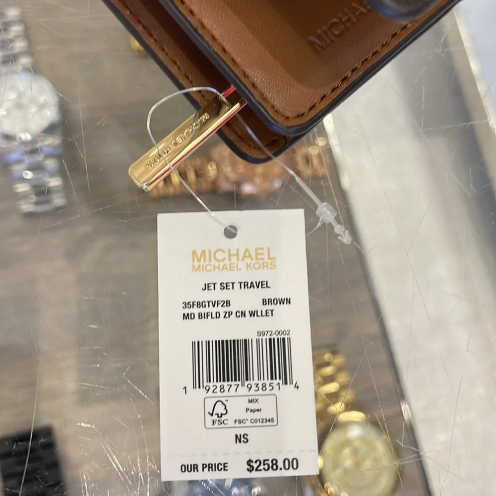 MICHAEL KORS Medium Signature Logo Wallet Brown NWT